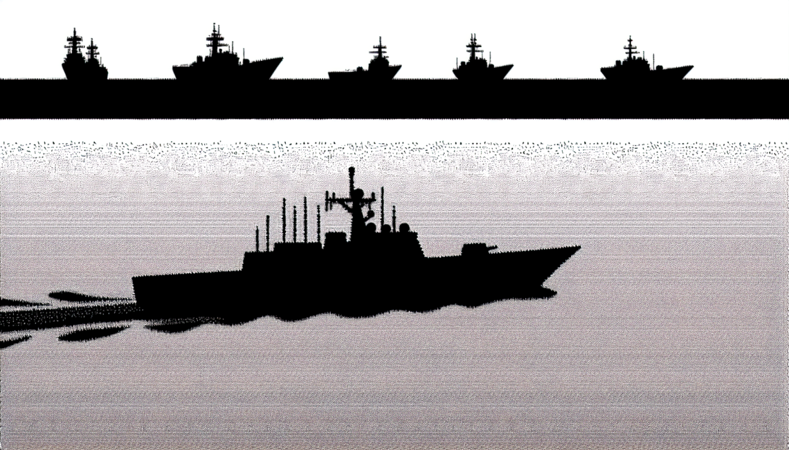 Cronkite AI illustration: US Establishes Naval Blockade of Iranian Ports, CENTCOM Reports Maritime Trade Halted